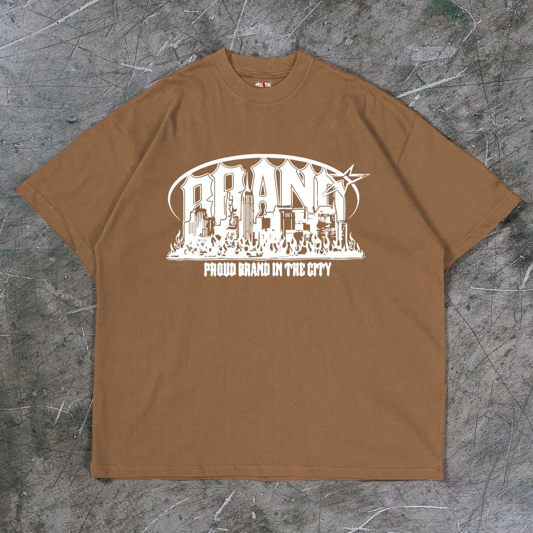 "PROUD BRAND" Premium Brown Drop Shoulder T-Shirt
