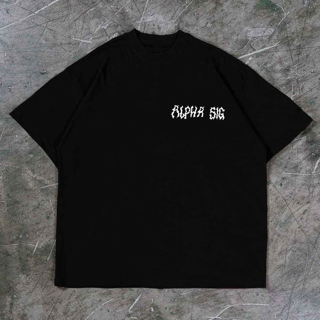 "ALPHA SIG" Premium Black Drop Shoulder T-Shirt