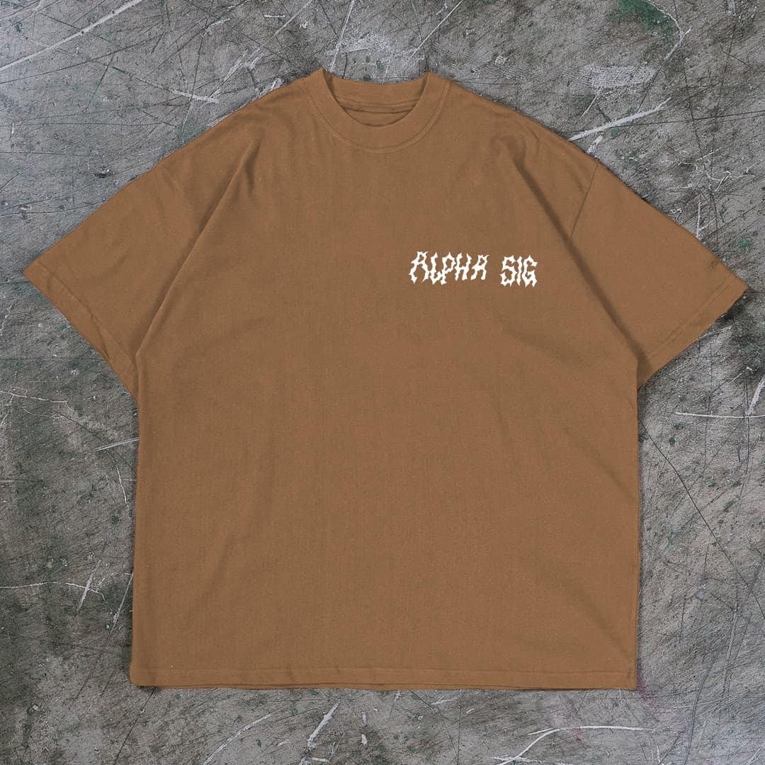 "ALPHA SIG" Premium Brown Drop Shoulder T-Shirt