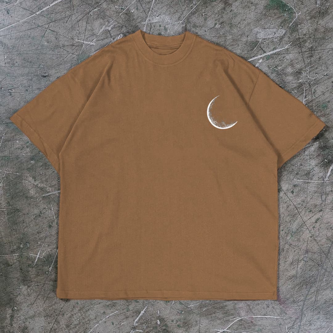 "MOON" Premium Brown Drop Shoulder T-Shirt