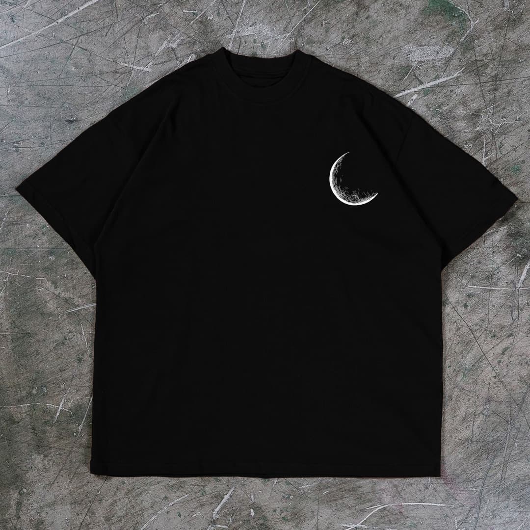 "MOON" Premium Black Drop Shoulder T-Shirt